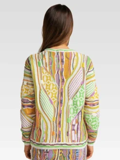 Carlo Colucci Pullover & Strickjacken<Damen Jacquardpullover - Cuscuna weiß gestreift