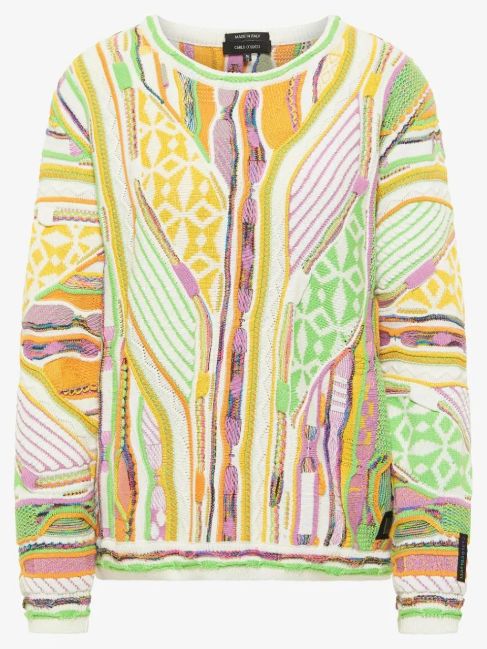 Carlo Colucci Pullover & Strickjacken<Damen Jacquardpullover - Cuscuna weiß gestreift