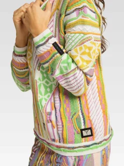 Carlo Colucci Pullover & Strickjacken<Damen Jacquardpullover - Cuscuna weiß gestreift