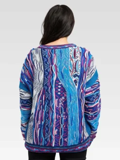 Carlo Colucci Pullover & Strickjacken<Damen Jacquardpullover - Di Nicola blau gemustert