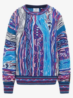 Carlo Colucci Pullover & Strickjacken<Damen Jacquardpullover - Di Nicola blau gemustert