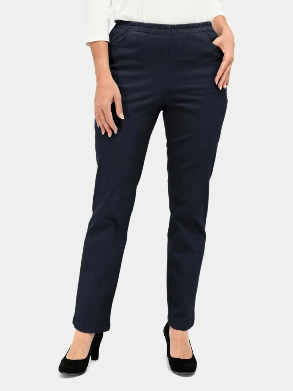 Goldner Jeans<Damen Jeans - Bequeme Jeansschlupfhose Louisa blau uni