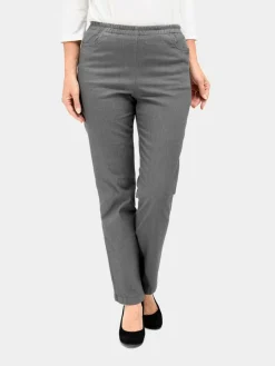 Goldner Jeans<Damen Jeans - Bequeme Jeansschlupfhose Louisa grau uni