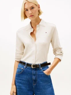 Tommy Hilfiger Blusen<Damen Jersey-Bluse beige meliert