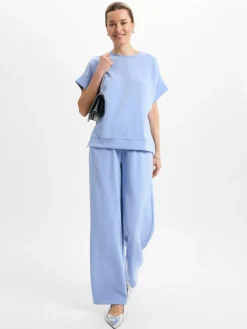 Franco Callegari Hosen<Damen Jerseyhose hellblau uni