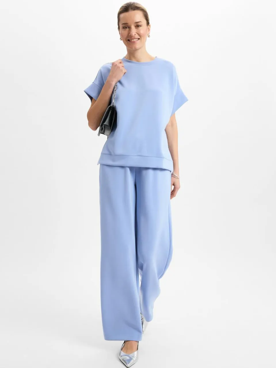 Franco Callegari Hosen<Damen Jerseyhose hellblau uni