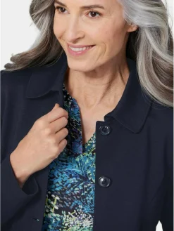 Goldner Blazer<Damen Jerseyjacke - Leichte Jacke mit Stehkragen in rot marine uni