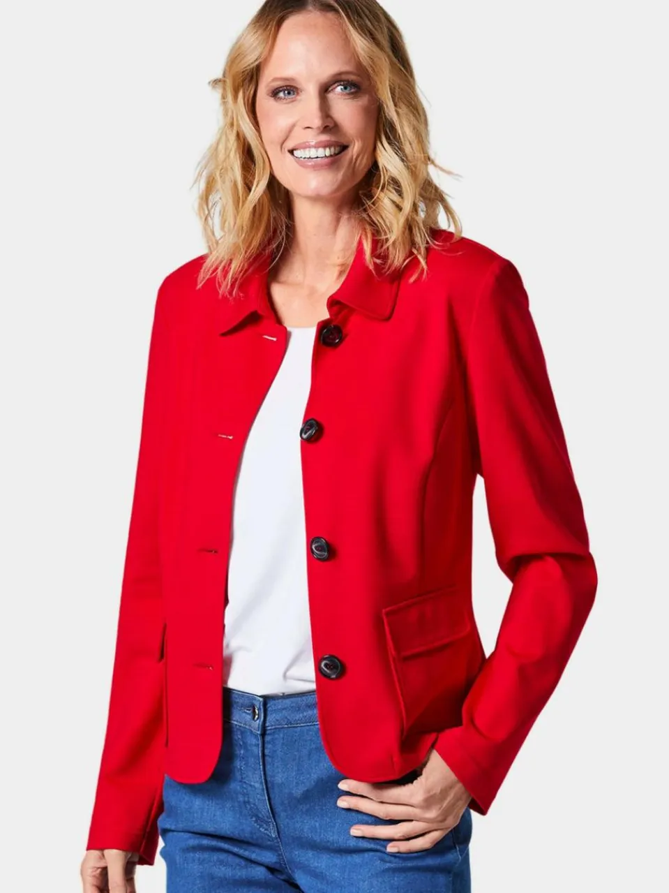 Damen Goldner Blazer>Damen Jerseyjacke - Leichte Jacke mit Stehkragen in rot