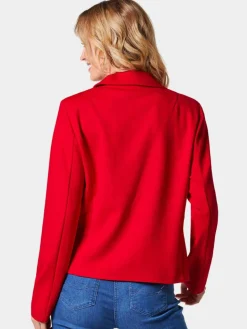 Damen Goldner Blazer>Damen Jerseyjacke - Leichte Jacke mit Stehkragen in rot