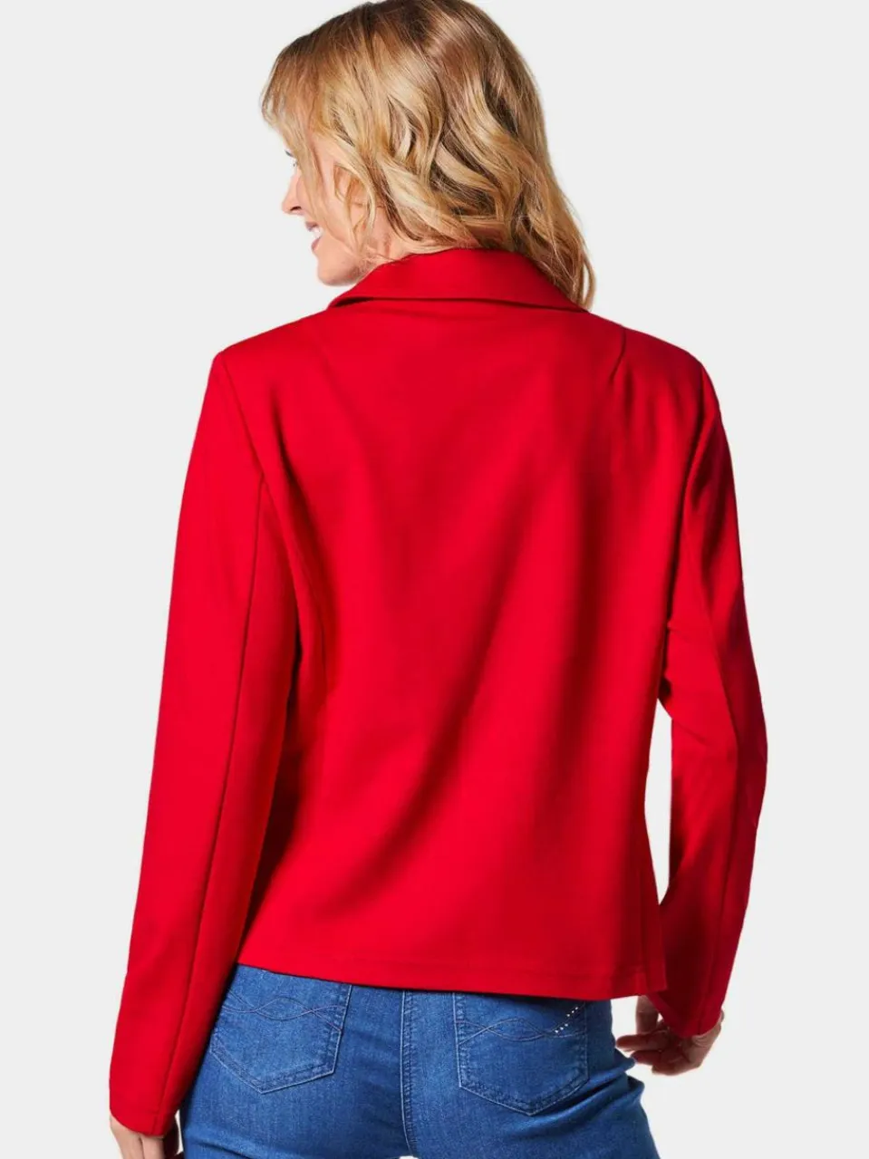 Damen Goldner Blazer>Damen Jerseyjacke - Leichte Jacke mit Stehkragen in rot