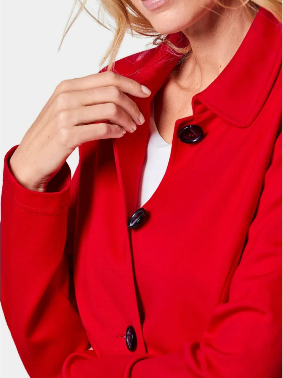 Damen Goldner Blazer>Damen Jerseyjacke - Leichte Jacke mit Stehkragen in rot