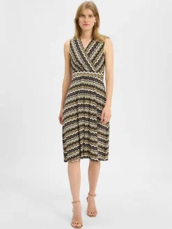 zero Kleider<Damen Jerseykleid schwarz braun gemustert