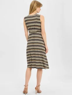 zero Kleider<Damen Jerseykleid schwarz braun gemustert