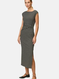 zero Kleider<Damen Jerseykleid schwarz weiß gestreift