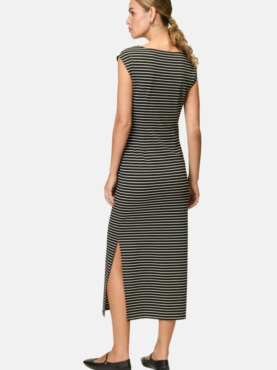 zero Kleider<Damen Jerseykleid schwarz weiß gestreift