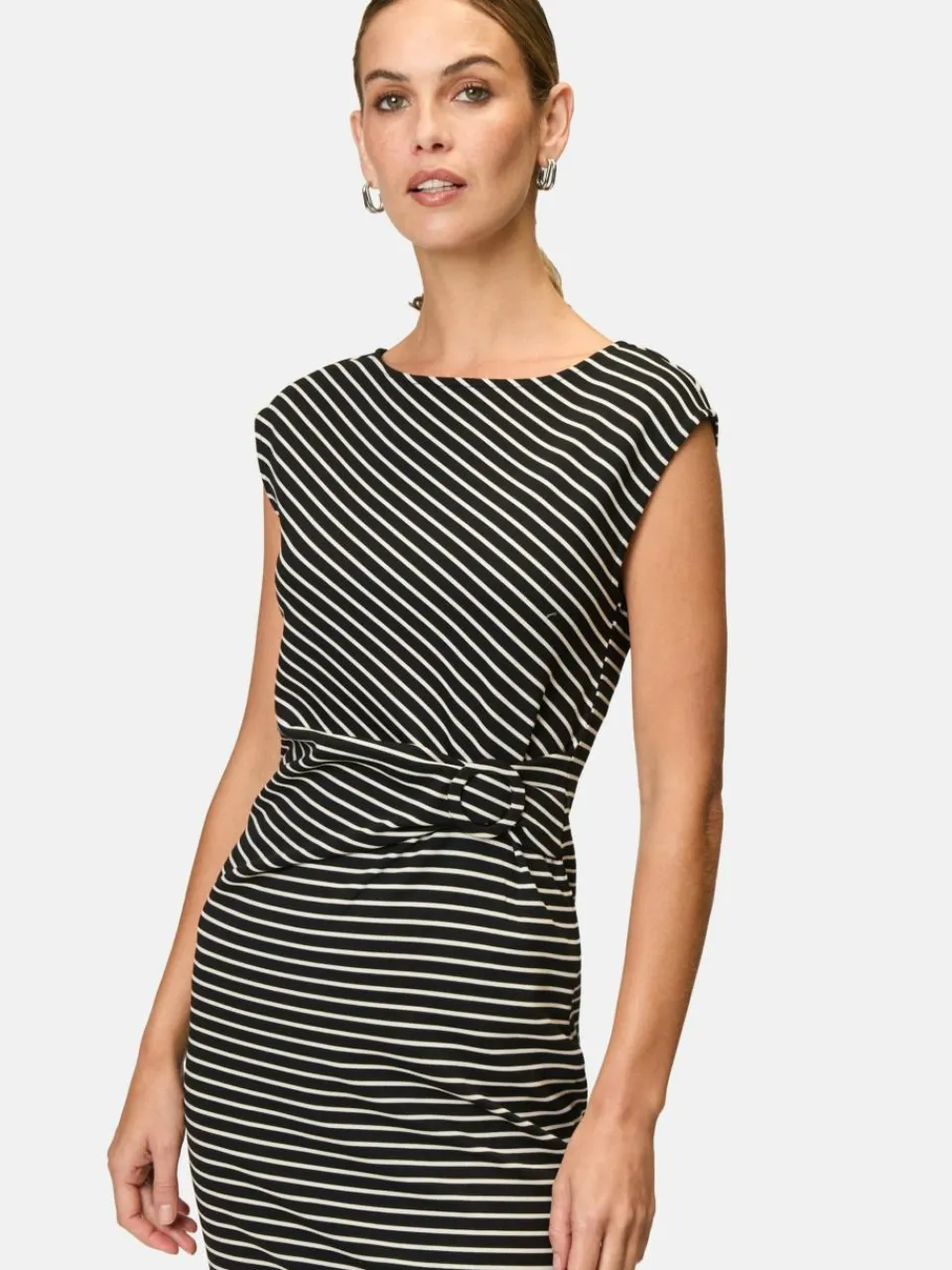 zero Kleider<Damen Jerseykleid schwarz weiß gestreift