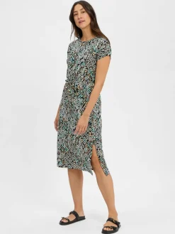 s.Oliver Kleider<Damen Jerseykleid schwarz beige gemustert