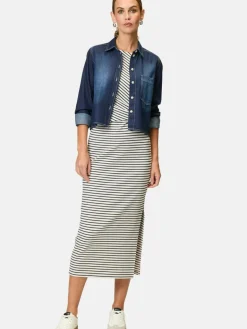 zero Kleider<Damen Jerseykleid weiß gestreift