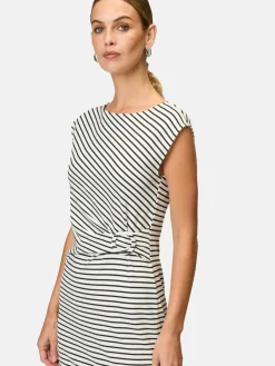 zero Kleider<Damen Jerseykleid weiß gestreift