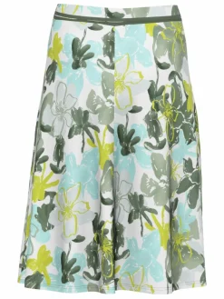 Frank Walder Röcke<Damen Jerseyrock grün braun gemustert