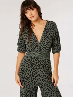 Apricot Hosen<Damen Jumpsuit khaki gemustert