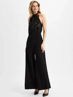 Swing Hosen<Damen Jumpsuit schwarz uni