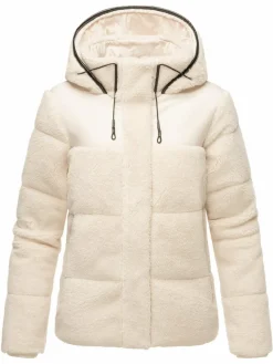 Marikoo Jacken & Westen<Damen Kapuzenplüschjacke - Kaguraa 16 weiß uni