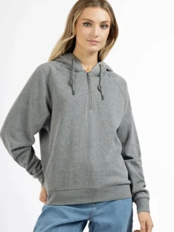 Dreimaster Sweatshirts & Sweatjacken<Damen Kapuzenpullover grau uni
