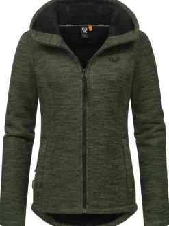 Ragwear Sweatshirts & Sweatjacken<Damen Kapuzenstrickjacke - Lyshka Melange oliv meliert