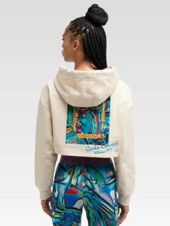 Carlo Colucci Sweatshirts & Sweatjacken<Damen Kapuzensweatjacke - Declara weiß bedruckt