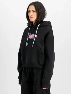 Alpha Industries Sweatshirts & Sweatjacken<Damen Kapuzensweatshirt schwarz bedruckt