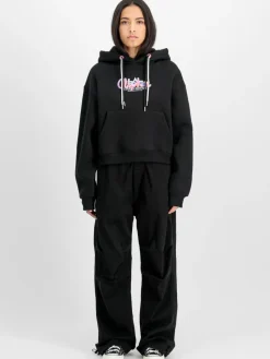 Alpha Industries Sweatshirts & Sweatjacken<Damen Kapuzensweatshirt schwarz bedruckt