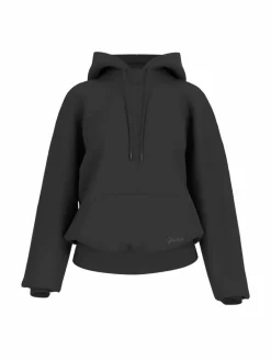 GUESS Pullover & Strickjacken<Damen Kapuzensweatshirt schwarz uni