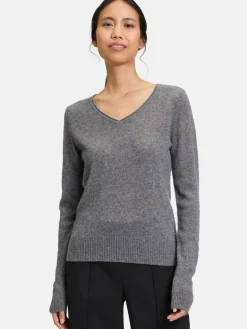 Betty Barclay Pullover & Strickjacken<Damen Kaschmir-Pullover grau melange uni