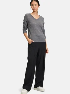 Betty Barclay Pullover & Strickjacken<Damen Kaschmir-Pullover grau melange uni
