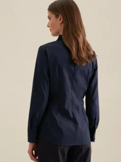 Seidensticker Blusen<Damen Kelchkragenbluse - Uni blau uni