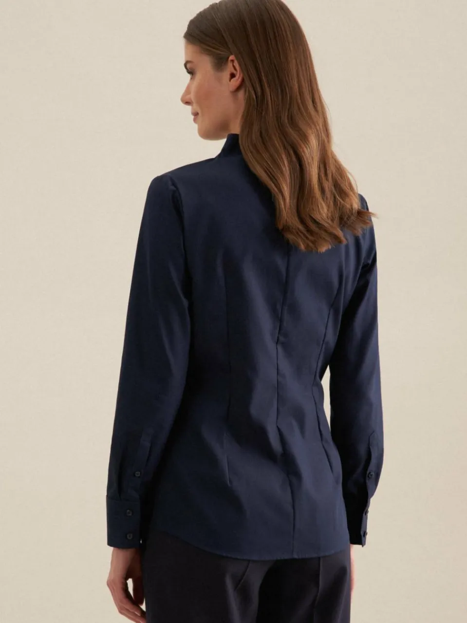 Seidensticker Blusen<Damen Kelchkragenbluse - Uni blau uni