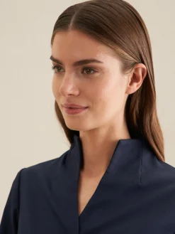 Seidensticker Blusen<Damen Kelchkragenbluse - Uni blau uni