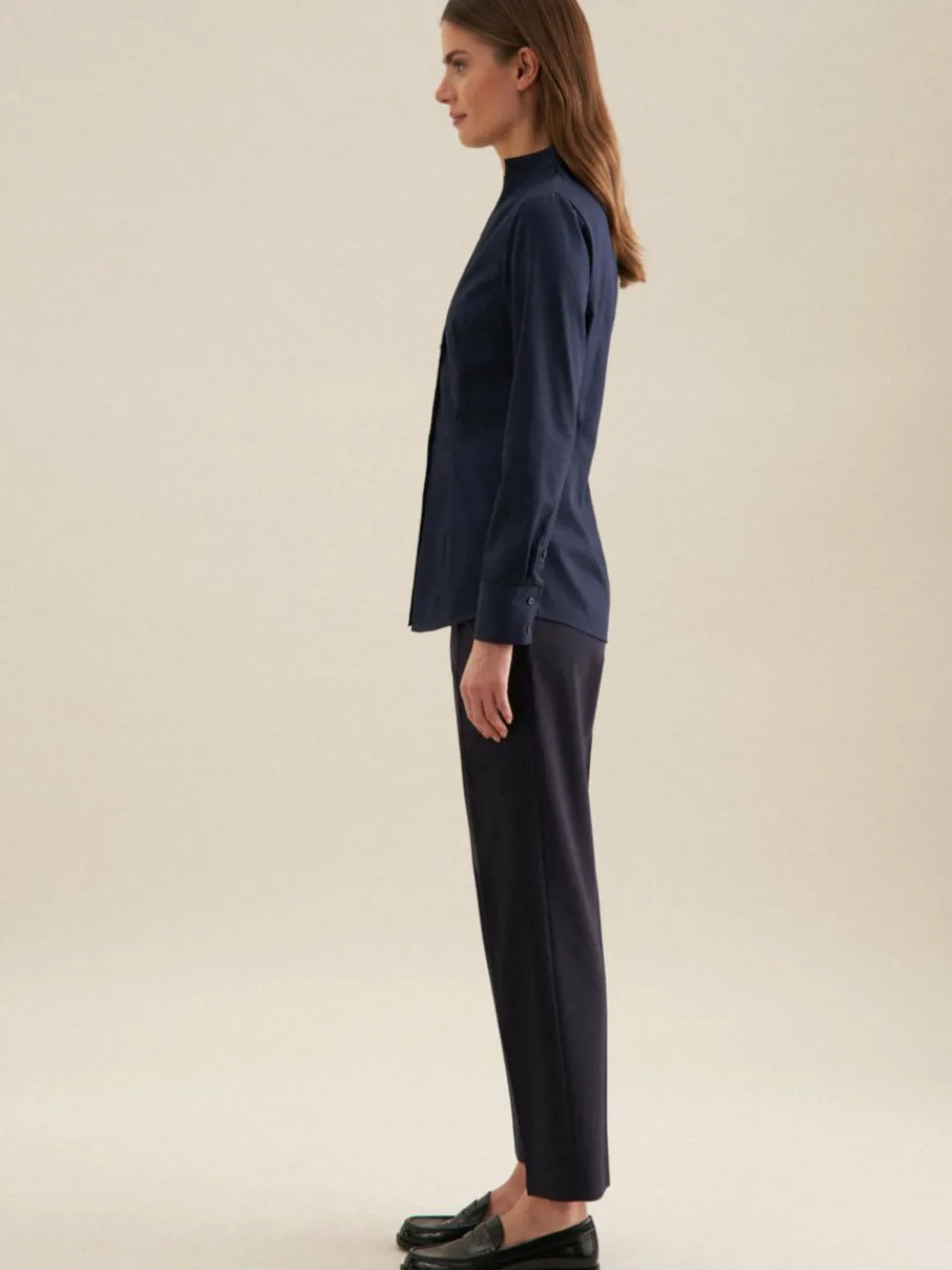 Seidensticker Blusen<Damen Kelchkragenbluse - Uni blau uni