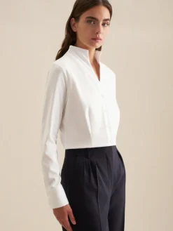 Damen Seidensticker Blusen>Damen Kelchkragenbluse - Uni