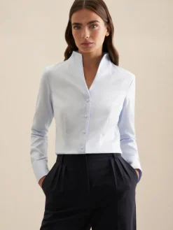 Seidensticker Blusen<Damen Kelchkragenbluse - Uni hellblau uni