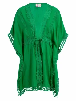 IZIA Pullover & Strickjacken<Damen Kimono mit Lochspitze grün uni