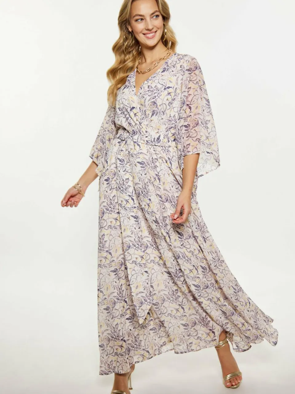 Faina Kleider<Damen Kleid lila gemustert