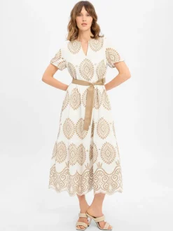 More & More Kleider<Damen Kleid weiß beige gemustert