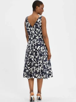 Vera Mont Kleider<Damen Kleid marine ecru gemustert