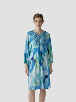 LCMT Kleider<Damen Kleid blau gemustert