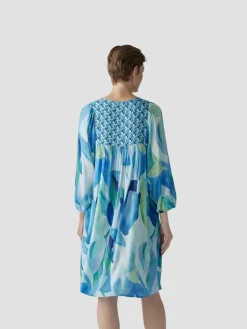 LCMT Kleider<Damen Kleid blau gemustert