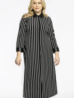 YOEK Kleider<Damen Kleid schwarz gestreift