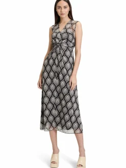 Cartoon Kleider<Damen Kleid schwarz beige gemustert