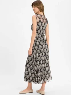 Cartoon Kleider<Damen Kleid schwarz beige gemustert